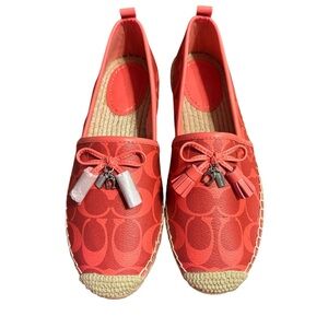 Coach Carson Espadrille Bright Coral Size 7 NWOT
